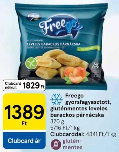 Frigo Freego gyorsfagyasztott, gluténmentes leveles barackos párnácska