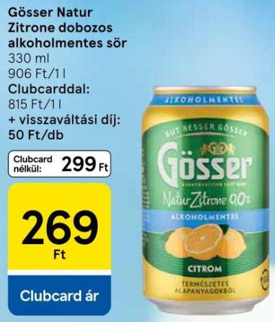 Gösser Natur Zitrone dobozos alkoholmentes sör