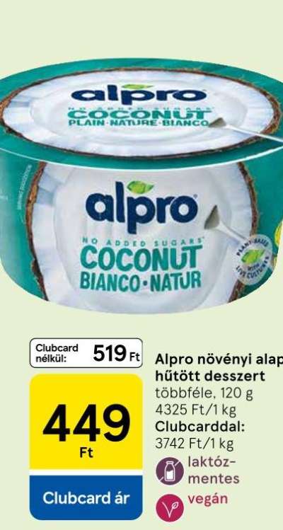 Alpro növényi alapú hűtött desszert