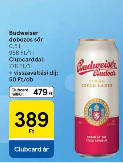 Budweiser dobozos sör