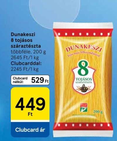 Dunakeszi 8 tojásos száraztészta