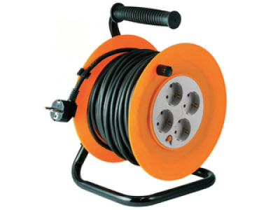 HOME HJR 4-50 Kábeldob, fém talp, 4 földelt aljzat, 50m