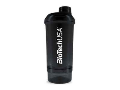 BioTechUSA Wave+ Compact 500 ml (+150 ml) keverőpalack, fekete-füst