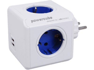 Allocacoc PowerCube Original Hálózati elosztó, Fehér/kék (1202BL/DEOUPC)