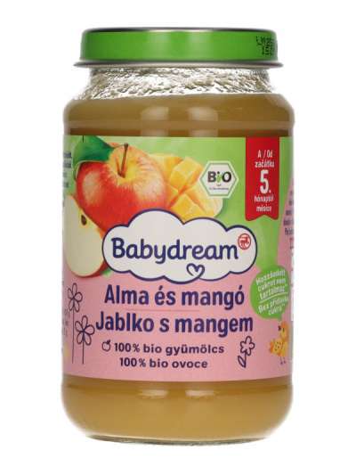Babydream Bio 100% Gyümölcs Mangó- Alma 4/5 Hónapos Kortól - 190 g