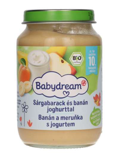 Babydream Bio bébiétel sárgabarack almában, joghurttal 9/10 hónapos kortól - 190 g