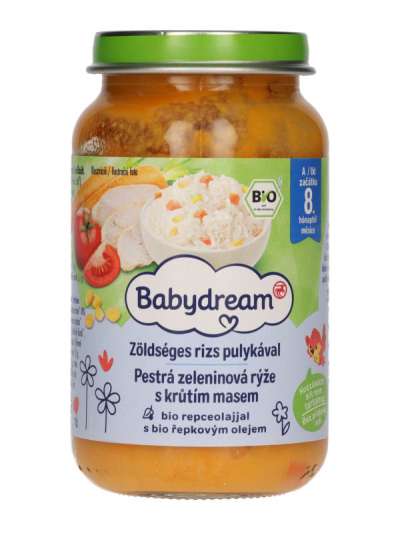 Babydream Bébiétel Zöldséges Rizs Csirkehús Ízesítéssel 8 Hónapos Kortól - 220 g
