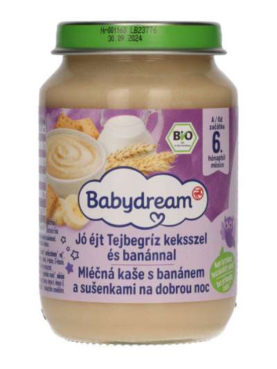 Babydream bio Jó Éjt Tejbegríz keksz-banán 6 hónapos kortól - 190 g