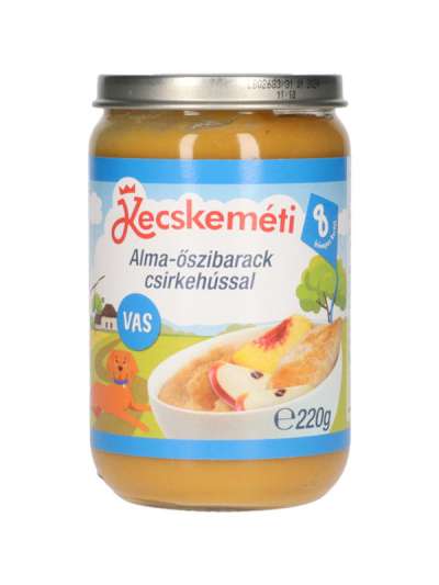 Kecskeméti bébiétel alma - őszibarack csirkehús ízesítéssel 8 hónapos kortól - 220 g