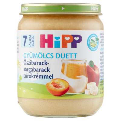 Hipp túrókrém őszibarackkal és sárgabarackkal 7 hónapos kortól - 160 g