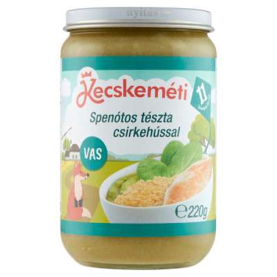 Kecskeméti bébiétel spenótos tészta csirkehús ízesítéssel 11 hónapos kortól - 220 g