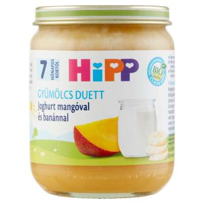 Hipp Bio joghurt mangóval és banánnal 7 hónapos kortól - 160 g