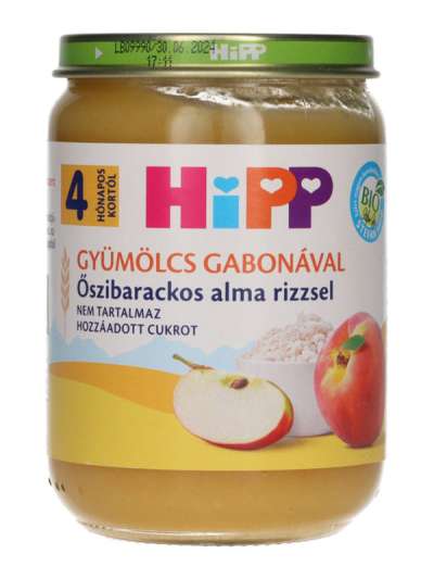 Hipp bébidesszert őszibarackos alma rizzsel 4 hónapos kortól - 190 g