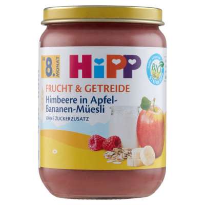 Hipp gyümölcspép 8 hónapos kortól alma-banán-málna müzlis joghurt - 190 g