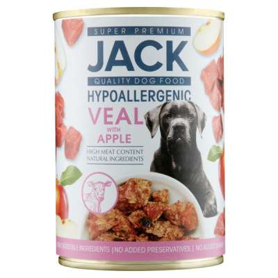 Jack Super hipoallergén konzerv pástétom borjúhússal és almával - 400 g
