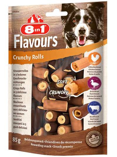 8 in 1 Flavours Crunchy Rolls jutalomfalat kutyáknak - 85 g