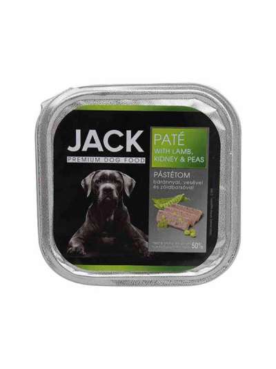 Jack Premium állateledel kutyáknak bárányhússal, vesével és zöldborsóval  - 150 g