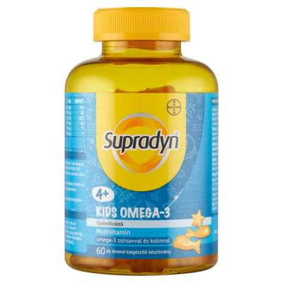 Supradyn Kids gyümölcsízű étrend-kiegészítő multivitamin omega-3-mal és kolinnal - 60 db