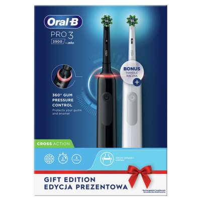 Oral-B Pro3 elekrtomos fogkefe, black+white - 2 db