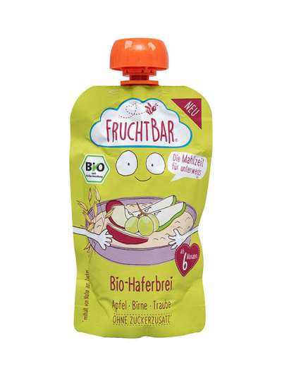 Fruchtbar Bio gyümölcspüré - zab - alma - körte - szőlő 6 hónapos kortól - 120 g