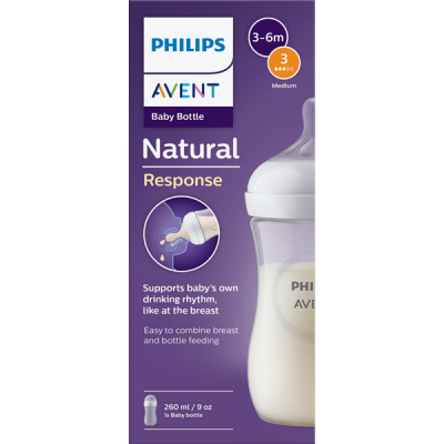 Avent Natural Response cumisüveg 3 hónapos kortól - 260 ml
