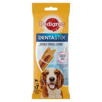 Pedigree DentaStix 4 hónapnál idősebb kiegészítő szárazeledel kutyáknak, 7 db - 180 g