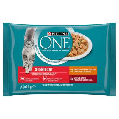Purina One Sterilcat csirkével és marhával nedves macskaeledel 4 x 85 g - 340 g