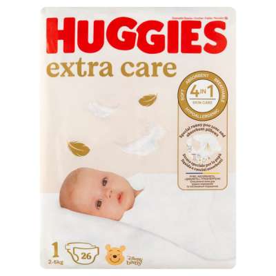 Huggies Extra Care 1 újszülött nadrágpelenka 2-5 kg - 26 db