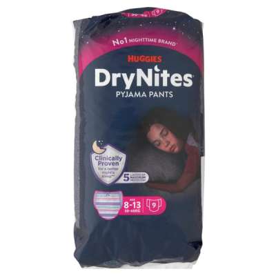 Huggies DryNites éjszakai bugyipelenka lányoknak 8-13 év - 9 db