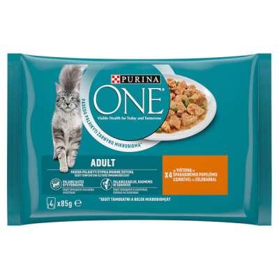 Purina One állateledel macskáknak csirkével és zöldbabbal 4x85 g - 340 g