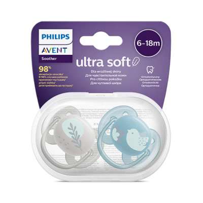 Avent Ultra Soft játszócumi 6-18 hónapos kortól /fiú - 2 db