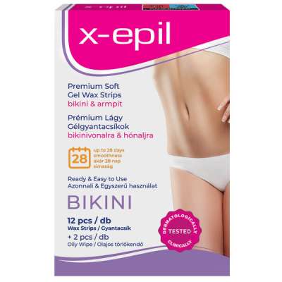 X-Epil Premium lágy gélgyantacsíkok bikinivonalra, hónaljra - 12 db
