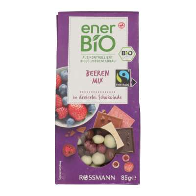 enerBio bogyós gyümölcs-mix háromféle csokoládéban - 85 g