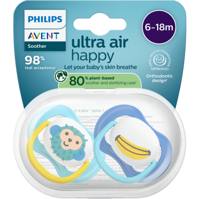 Philips Avent Ultra Air Happy játszócumi 6-18 hónapos korig - 2 db
