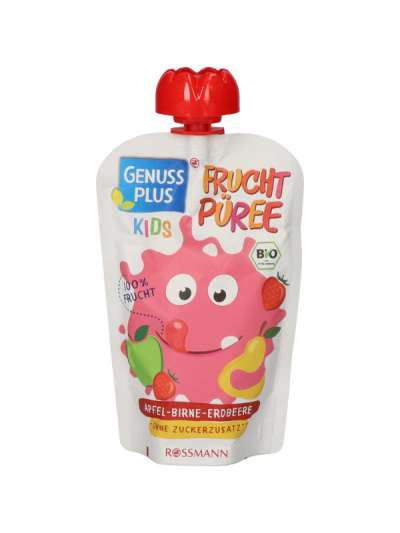 Genuss Plus Kids gyümölcspüré almával, körtével és eperrel - 100 g