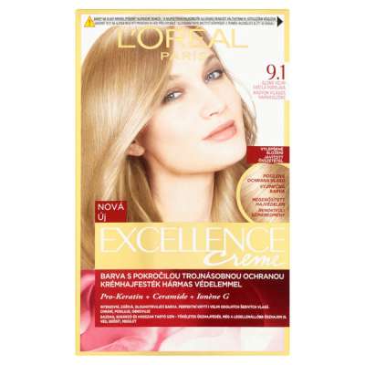 L'Oréal Paris Excellence krémes, tartós hajfesték 9.1 nagyon világos hamvaszszőke - 1 db
