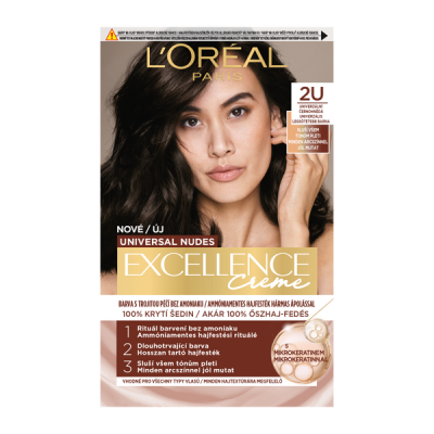 L'Oréal Paris Excellence Creme Universal Nudes krémhajfesték /2U fekete, barna - 1 db