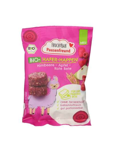 Fruchtbar Bio zabfalatok 3 éves kortól, málna - alma - cékla - 80 g