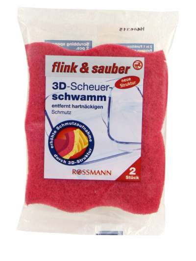Flink&Sauber piros súrolószivacs - 2 db