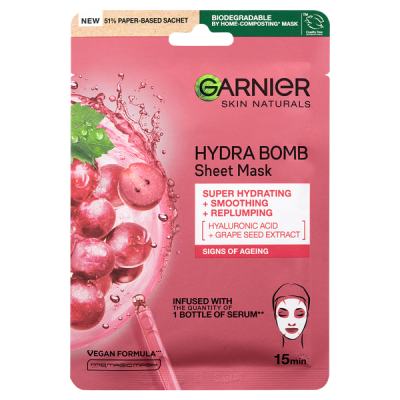 Garnier Skin Naturals textilmaszk szőlőmagkivonattal - 28 g