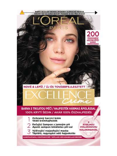 L'Oréal Paris Excellence krémes, tartós hajfesték 200 nagyon sötét barna - 1 db