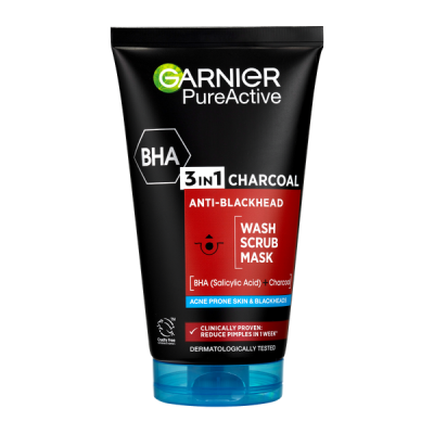 Garnier Skin Naturals Pure Active 3in1 Mitesszerek ellen arcmaszk aktív szénnel - 150 ml