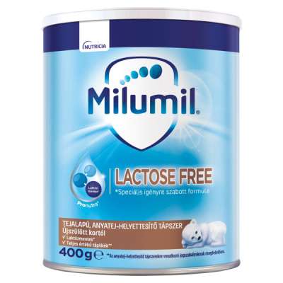 Milumil laktózmentes anyatej-helyettesítő tápszer 0 hónapos kortól - 400 g