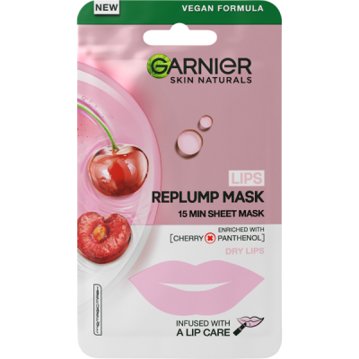 Garnier Skin Naturals nedvességgel feltöltő textilmaszk az ajkakra - 5 g