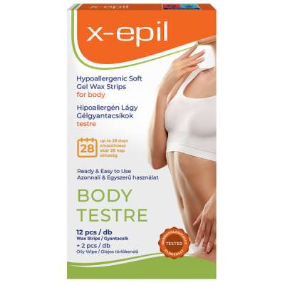 X-Epil Hypoallergén gélgyantacsíkok testre - 12 db