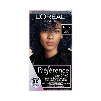L'Oréal Paris Préférence Vivid Colors tartós hajfesték /1.102 Le Marais Blue Black - 1 db