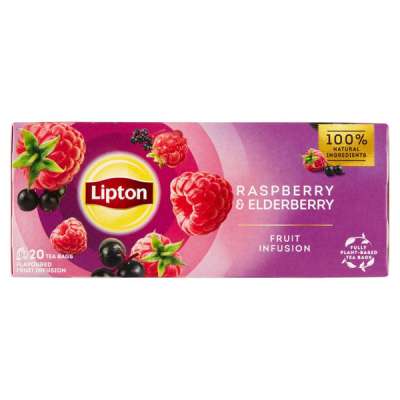 Lipton Fruit Infusion Raspberry & Elderberry ízesített gyümölcstea - 20 db
