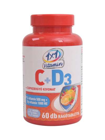 1x1 vitamin C-vitamin 500mg+D3+csipkebogyó rágótabletta - 60 db