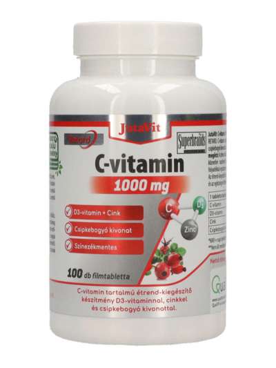 JutaVit C-vitamin 1000 mg étrend-kiegészítő tabletta csipkebogyóval, D3 vitaminnal és cinkkel - 100 db