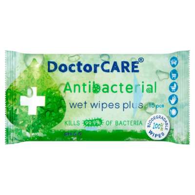 DoctorCare antibakteriális nedves törlőkednő, aloe vera kivonattal - 15 db